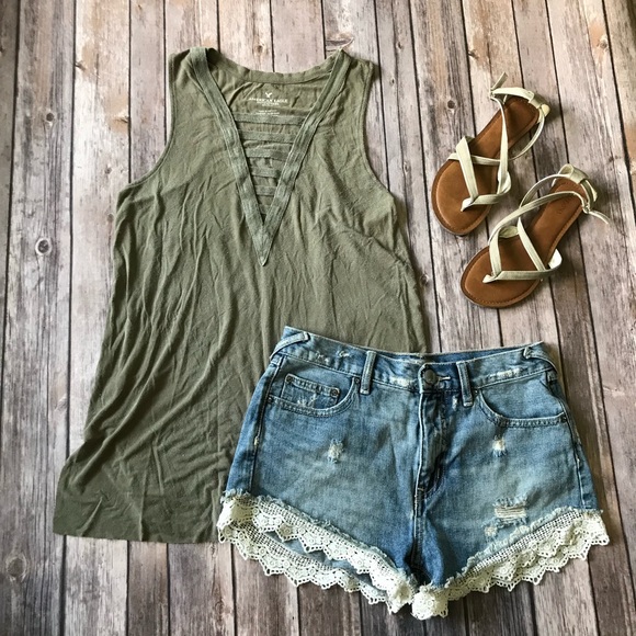 American Eagle Outfitters Tops - American Eagle Deep V Tank size Small